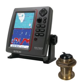 SI-TEX SVS-760CF Dual Frequency Chartplotter/Sounder w/ Navionics+ Flexible Coverage & Bronze 20 Degree Transducer