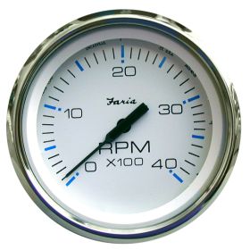 Faria Chesapeake White SS 4" Tachometer - 4000 RPM (Diesel)(Mechanical Takeoff &amp; Var Ratio Alt)