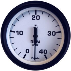 Faria Euro White 4" Tachometer 4000 RPM (Diesel) (Mechanical Takeoff &amp; Var Ratio Alt)