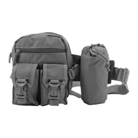 Rock Climbing Trail Hiking Tactical Specific Waist Hip Bag with Water Carrier - Grey