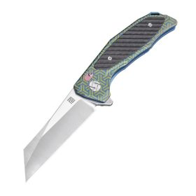 Artisan Megahawk Folder 3.62in Fancy Green Titanium S35VN