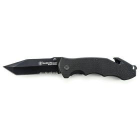 SW Border Guard Folder 4.5 in Black Combo Blade G-10 Handle