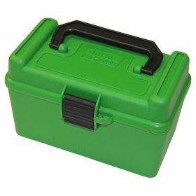 MTM Deluxe Ammo Box 50 Round Handle 7mm Rem Mag 300 Win Mag Green